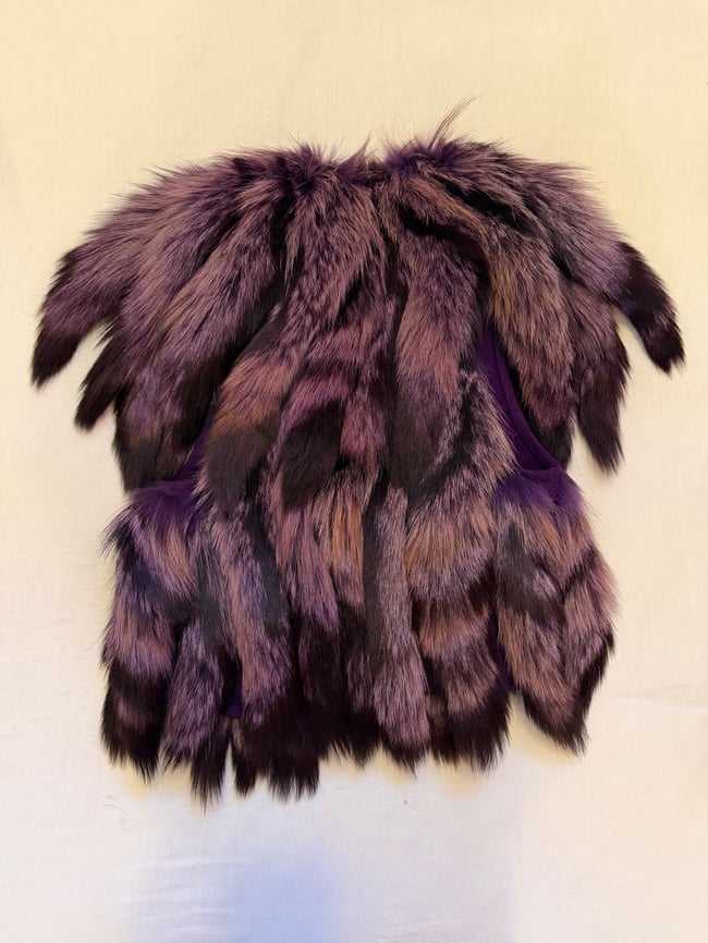 incredible early 70s purple fur foxtail vest waistcoat henri bendel couture 