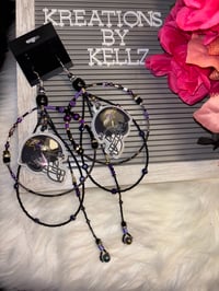 Image 2 of Large Hoop Ravens Earrings 2 