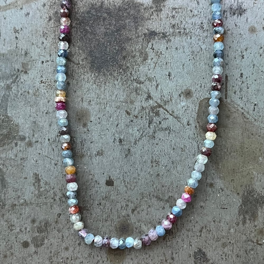 Image of Ruby & Sapphire Necklace with 14K Rose Gold