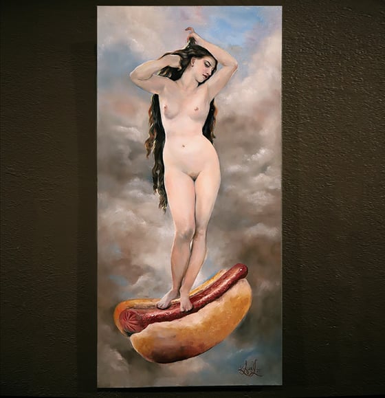 Image of "Venus on a foot  long"  Original painting