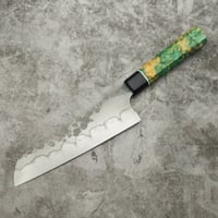 Image 2 of Santoku with hamon and green Wa handle