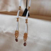 Image 3 of 3 tier simple Dentalium earrings (brown)