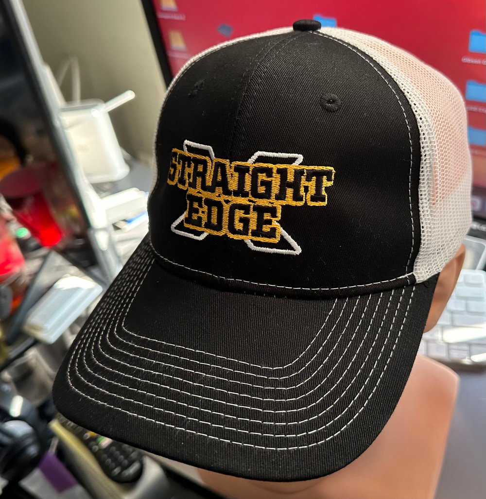 Black & White Mesh "Straight Edge" Snapback Trucker Cap