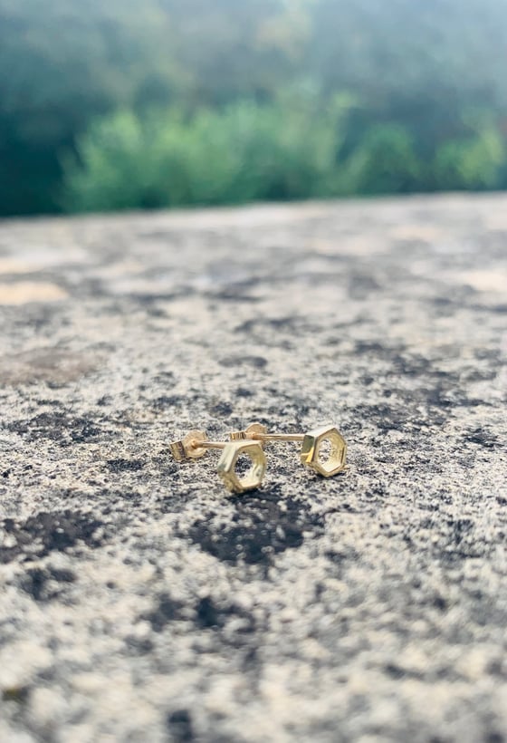 Image of 9ct Yellow Hexagon Earrings