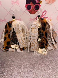 Image 1 of Gold Leopard   Print  Tassel Earrings