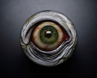 Image 1 of Custom Swappable Phone Grip for smartphones, reflective pupil OOAK (one of a kind) big green
