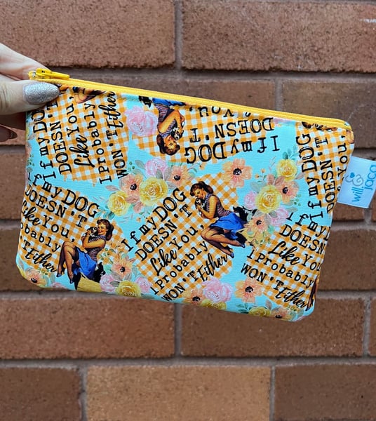Image of Flat Zipper Pouch - If my Dog Doesn’t Like You 