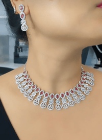 Image 3 of Karuna-Stunning AD Necklace Set  with Earrings 
