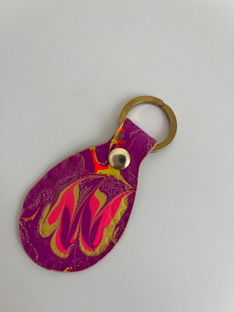 Image of Pink/Purple/Yellow Marbled Keychain