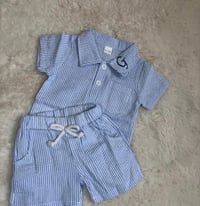 Striped Shirt Shorts Set 
