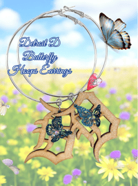 Image 1 of Detroit D Butterfly Hoops Earrings