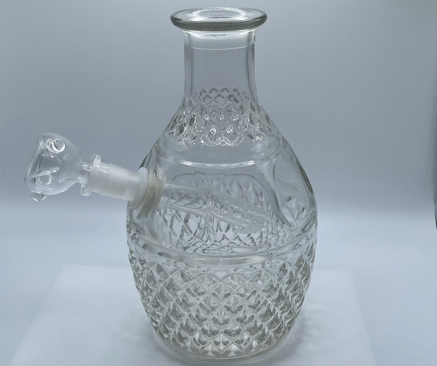 Vintage Clear Glass Decanter / Vintage Etched Glass Decanter