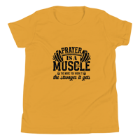Image 3 of Unisex Youth Short Sleeve T-Shirt (Prayer is a Muscle)
