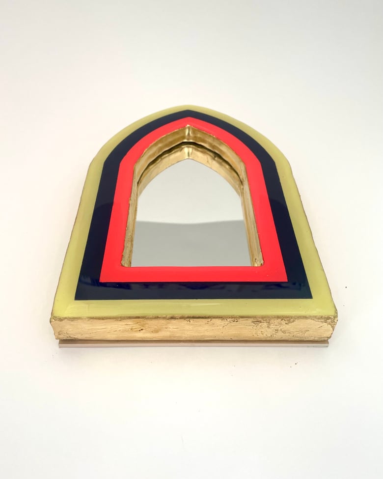 Image of Modernist Mirror Fluoro Red/Indigo/Pastel Yellow