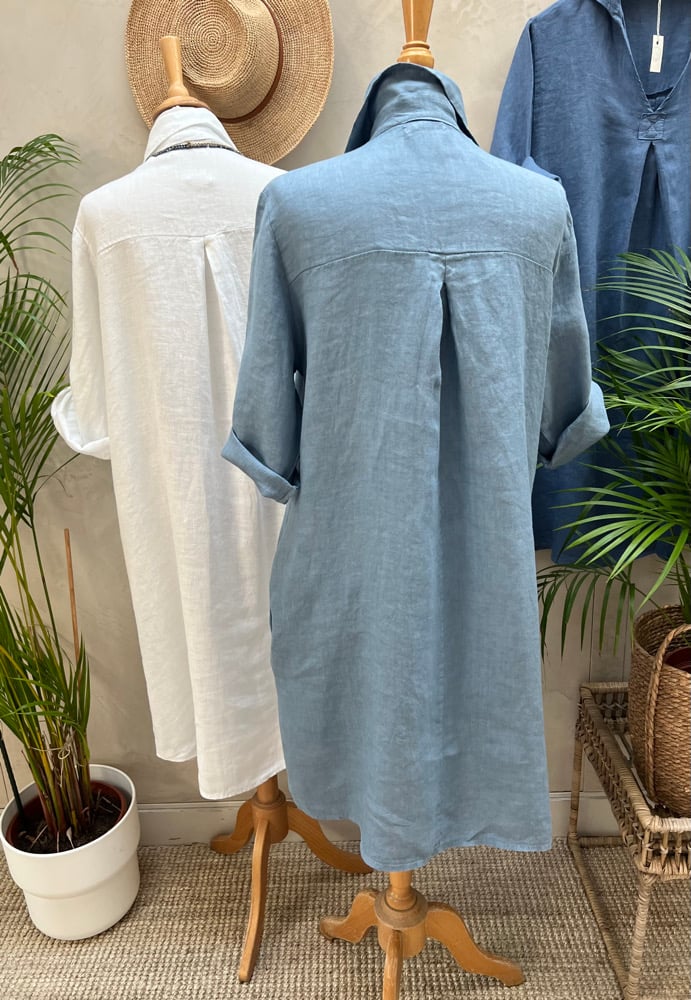 Image of -30% ***Robe En Lin Daphné Bleu Jean's Clair  31.50€ au lieu de 45€
