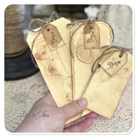 Image 2 of medium grubby hand dyed tags size 6.5 x 13 cm set of 10