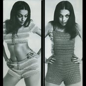 Image of Vintage Crochet Bib Topped Shorts Bikini PDF Pattern 387 from WonkyZebra