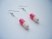 Image of MagicPill Earrings Pink/White