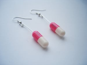 Image of MagicPill Earrings Pink/White