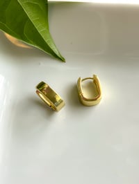 Image 3 of Medium Squared Gold Plated Hoops