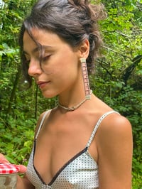 Image 3 of Tape measure earrings Baby pink