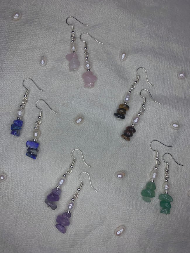 Freshwater Pearl and Crystal Earrings 
