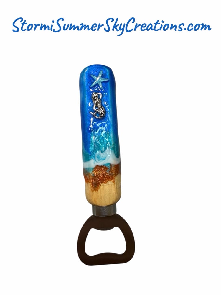 Image of Wooden handle Beach Themed Bottle Opener