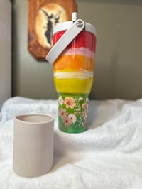 Image 3 of #20 35oz Handpainted Garden Sunset BruMate