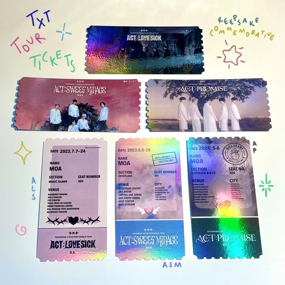 TXT TOURS KEEPSAKE COMMEMORATIVE HOLO TICKET | PRIMARY!