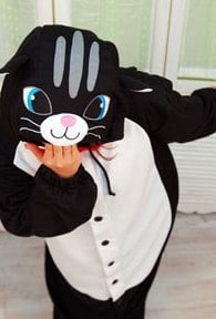 Image of Kids Black Cat Kigurumi Suit