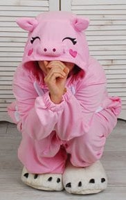 Image of Kids Pink Pig Kigurumi Suit