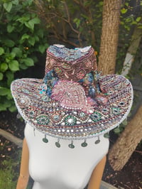 Image 2 of Dolly cowboy hat - recycled sari fabric silver coins