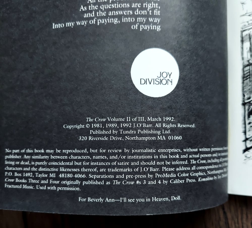 The Crow – Volume Two: Irony & Despair - SIGNED by James O’Barr