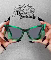 Image 1 of Deadly Bombshell- Green Cat Eye Sunglasses 