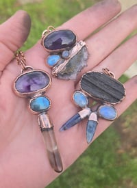 Image 5 of Electroformed Trapiche Amethyst, Labradorite and Smoky Citrine necklace