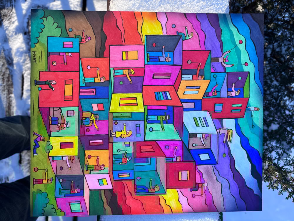 Image of Open Concept original ink illustration 11x14