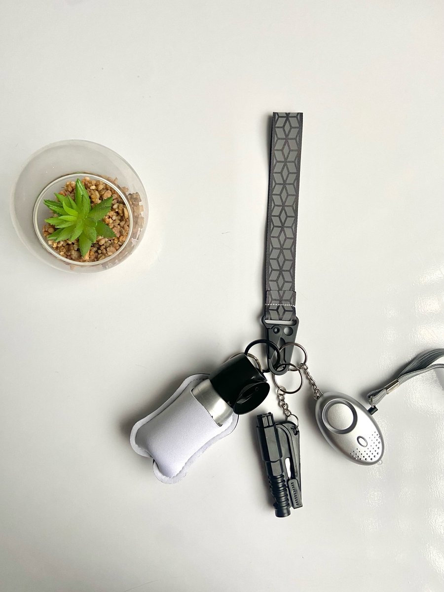 Image of Grey reflective keychain 