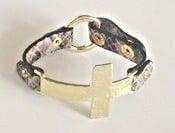 Image of Leatherette Snake Skin Cross Bracelet