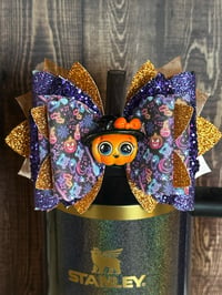 Image 1 of Halloween Cutie Pumpkin Tumbler Straw Topper Bow