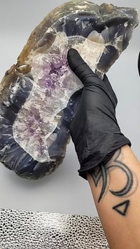 Image 5 of 6.2lb Large Agate with Amethyst Druzy Rough Edge Slab Natural Crystal 