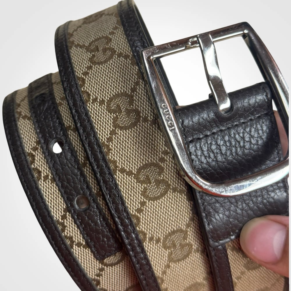 Image of Gucci GG Canvas  Leather Belt