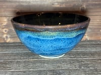 Image 1 of Medium bowl- blue/brown rim