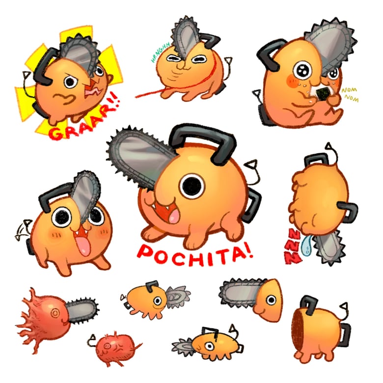 Image of pochita sticker sheet