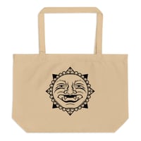 Image 2 of Old School Traditional Sun Face - Large Organic Tote Tag