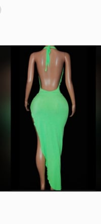 Image 3 of Slinky Plunge Neck Salsa Gown 2 Colors