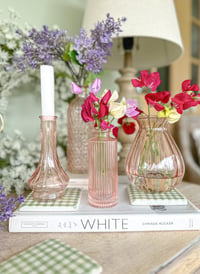 Image 1 of SALE! Pale Pink Glass Bud Vases ( Sets or Singles )