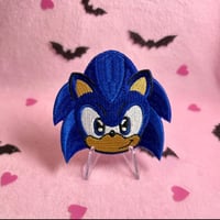 Image 3 of Fast Hedgehog - 3.25 Inch - Embroidered, Iron-On Patch