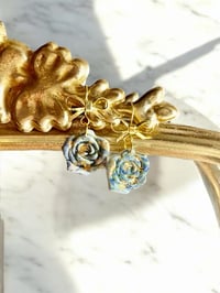 Image 1 of Floral Gold Flake Bow Earring
