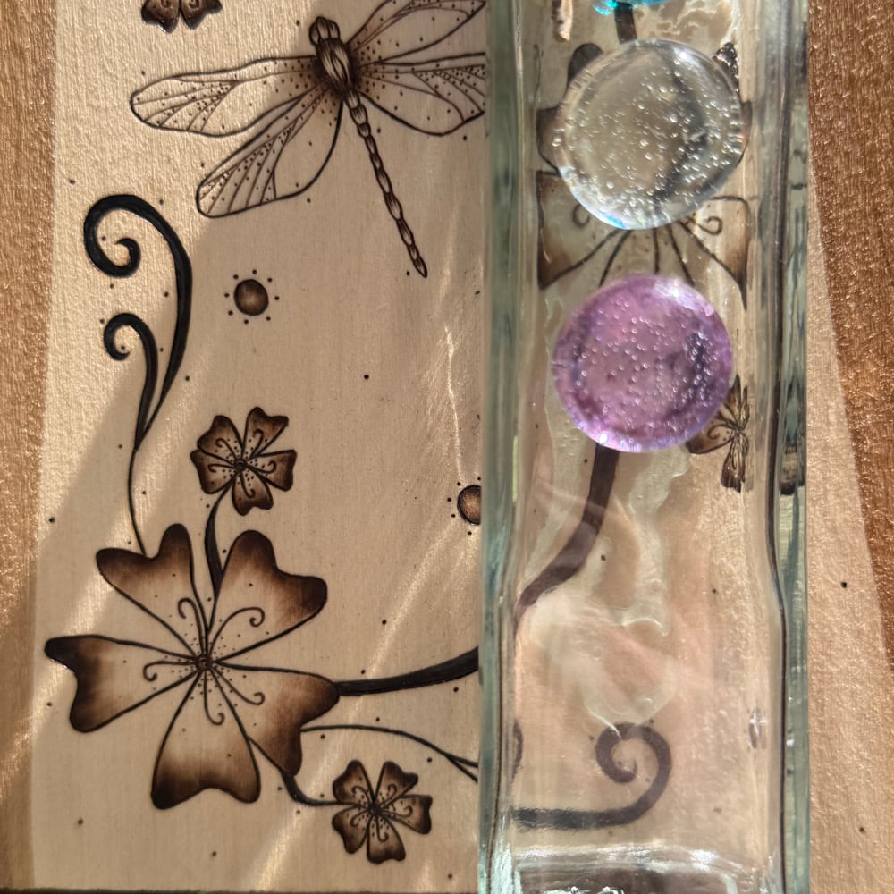 Image of dragonfly whimsy propogation station wood art 