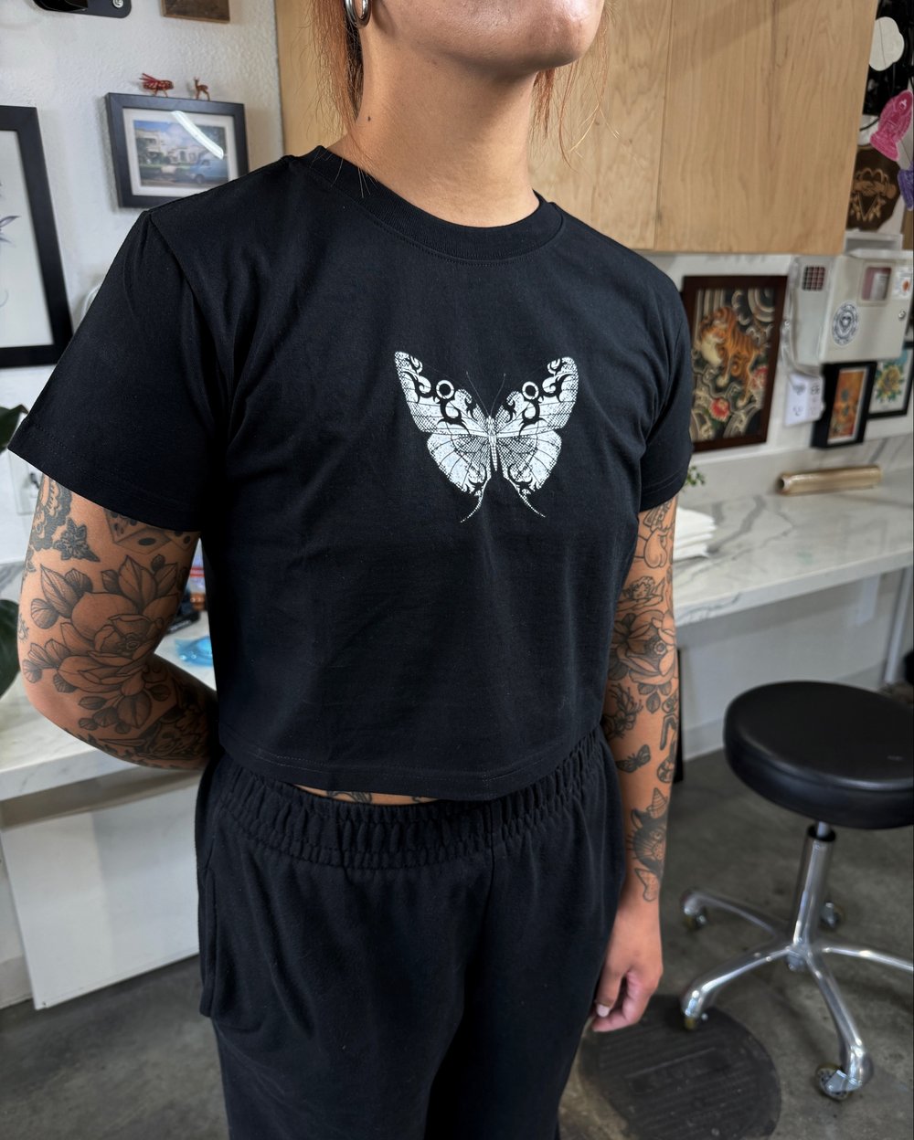 Image of Tribal Butterfly Crop T-shirt